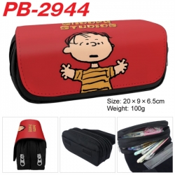 snoopy Anime double-layer pu leather printing pencil case 20x9x6.5cm