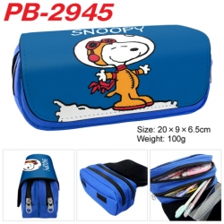 snoopy Anime double-layer pu leather printing pencil case 20x9x6.5cm
