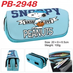 snoopy Anime double-layer pu leather printing pencil case 20x9x6.5cm