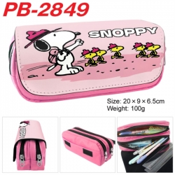 snoopy Anime double-layer pu leather printing pencil case 20x9x6.5cm