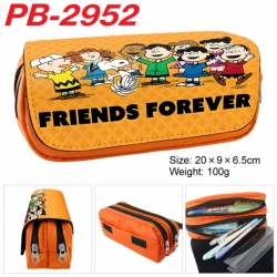 snoopy Anime double-layer pu leather printing pencil case 20x9x6.5cm