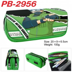 Naruto Anime double-layer pu leather printing pencil case 20x9x6.5cm