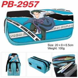 Naruto Anime double-layer pu leather printing pencil case 20x9x6.5cm
