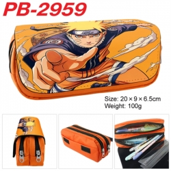 Naruto Anime double-layer pu leather printing pencil case 20x9x6.5cm