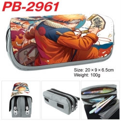 Naruto Anime double-layer pu leather printing pencil case 20x9x6.5cm