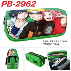 Naruto Anime double-layer pu leather printing pencil case 20x9x6.5cm