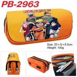 Naruto Anime double-layer pu leather printing pencil case 20x9x6.5cm