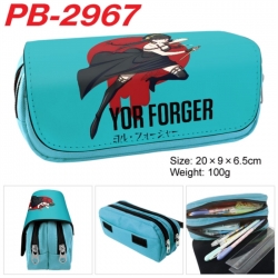 SPY&times;FAMILY Anime double-layer pu leather printing pencil case 20x9x6.5cm