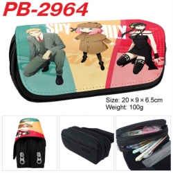 SPY&times;FAMILY Anime double-layer pu leather printing pencil case 20x9x6.5cm