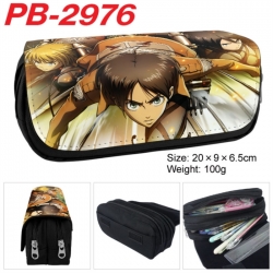 Shingeki no Kyojin Anime double-layer pu leather printing pencil case 20x9x6.5cm