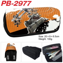 Shingeki no Kyojin Anime double-layer pu leather printing pencil case 20x9x6.5cm