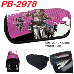 Shingeki no Kyojin Anime double-layer pu leather printing pencil case 20x9x6.5cm
