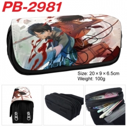 Shingeki no Kyojin Anime double-layer pu leather printing pencil case 20x9x6.5cm