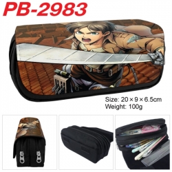 Shingeki no Kyojin Anime double-layer pu leather printing pencil case 20x9x6.5cm