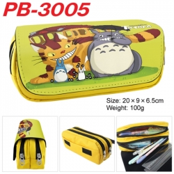 TOTORO Anime double-layer pu leather printing pencil case 20x9x6.5cm