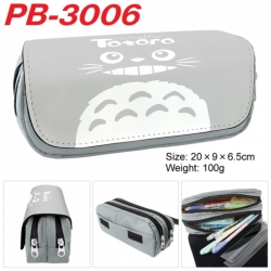 TOTORO Anime double-layer pu leather printing pencil case 20x9x6.5cm