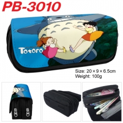 TOTORO Anime double-layer pu leather printing pencil case 20x9x6.5cm