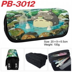 TOTORO Anime double-layer pu leather printing pencil case 20x9x6.5cm