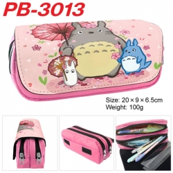 TOTORO Anime double-layer pu leather printing pencil case 20x9x6.5cm