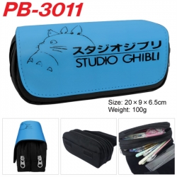 TOTORO Anime double-layer pu leather printing pencil case 20x9x6.5cm