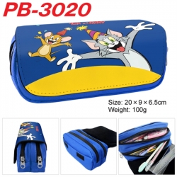 Tom and Jerry Anime double-layer pu leather printing pencil case 20x9x6.5cm