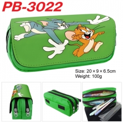 Tom and Jerry Anime double-layer pu leather printing pencil case 20x9x6.5cm