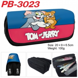 Tom and Jerry Anime double-layer pu leather printing pencil case 20x9x6.5cm