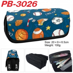 Football Anime double-layer pu leather printing pencil case 20x9x6.5cm
