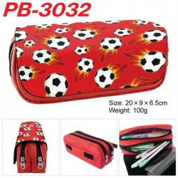 Football Anime double-layer pu leather printing pencil case 20x9x6.5cm