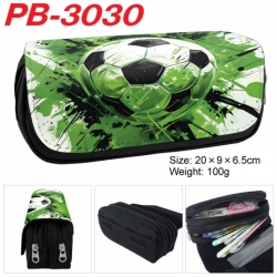 Football Anime double-layer pu leather printing pencil case 20x9x6.5cm