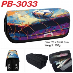 Football Anime double-layer pu leather printing pencil case 20x9x6.5cm