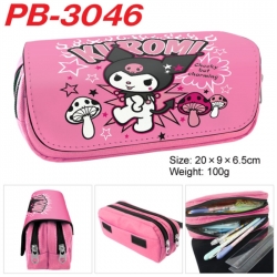 Sanrio Anime double-layer pu leather printing pencil case 20x9x6.5cm