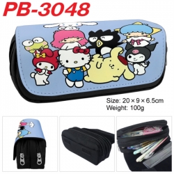 Sanrio Anime double-layer pu leather printing pencil case 20x9x6.5cm