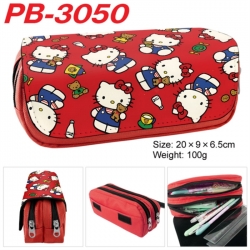 Sanrio Anime double-layer pu leather printing pencil case 20x9x6.5cm