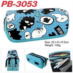 Sanrio Anime double-layer pu leather printing pencil case 20x9x6.5cm