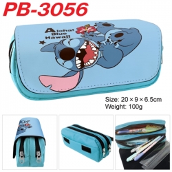 Lilo & Stitch Anime double-layer pu leather printing pencil case 20x9x6.5cm