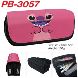 Lilo & Stitch Anime double-layer pu leather printing pencil case 20x9x6.5cm