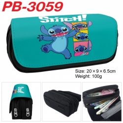 Lilo & Stitch Anime double-layer pu leather printing pencil case 20x9x6.5cm