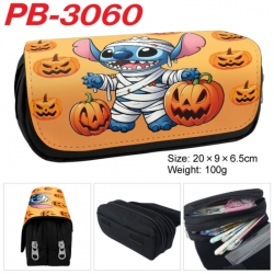 Lilo & Stitch Anime double-layer pu leather printing pencil case 20x9x6.5cm
