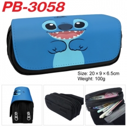Lilo & Stitch Anime double-layer pu leather printing pencil case 20x9x6.5cm