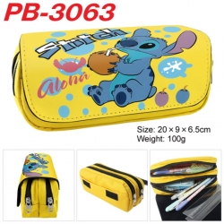 Lilo & Stitch Anime double-layer pu leather printing pencil case 20x9x6.5cm
