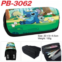 Lilo & Stitch Anime double-layer pu leather printing pencil case 20x9x6.5cm