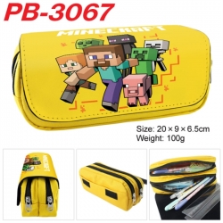 Minecraft Anime double-layer pu leather printing pencil case 20x9x6.5cm