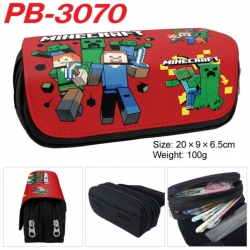 Minecraft Anime double-layer pu leather printing pencil case 20x9x6.5cm