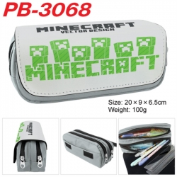Minecraft Anime double-layer pu leather printing pencil case 20x9x6.5cm