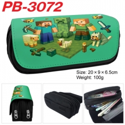 Minecraft Anime double-layer pu leather printing pencil case 20x9x6.5cm