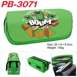 Minecraft Anime double-layer pu leather printing pencil case 20x9x6.5cm