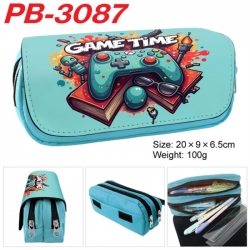 GamePad Anime double-layer pu leather printing pencil case 20x9x6.5cm