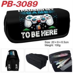GamePad Anime double-layer pu leather printing pencil case 20x9x6.5cm