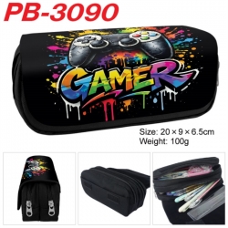 GamePad Anime double-layer pu leather printing pencil case 20x9x6.5cm